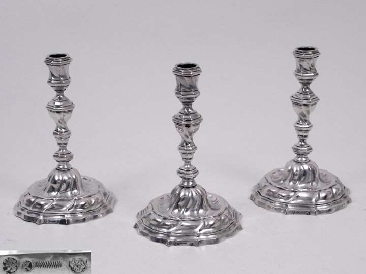 Set of Three German Silver Candle-Sticks